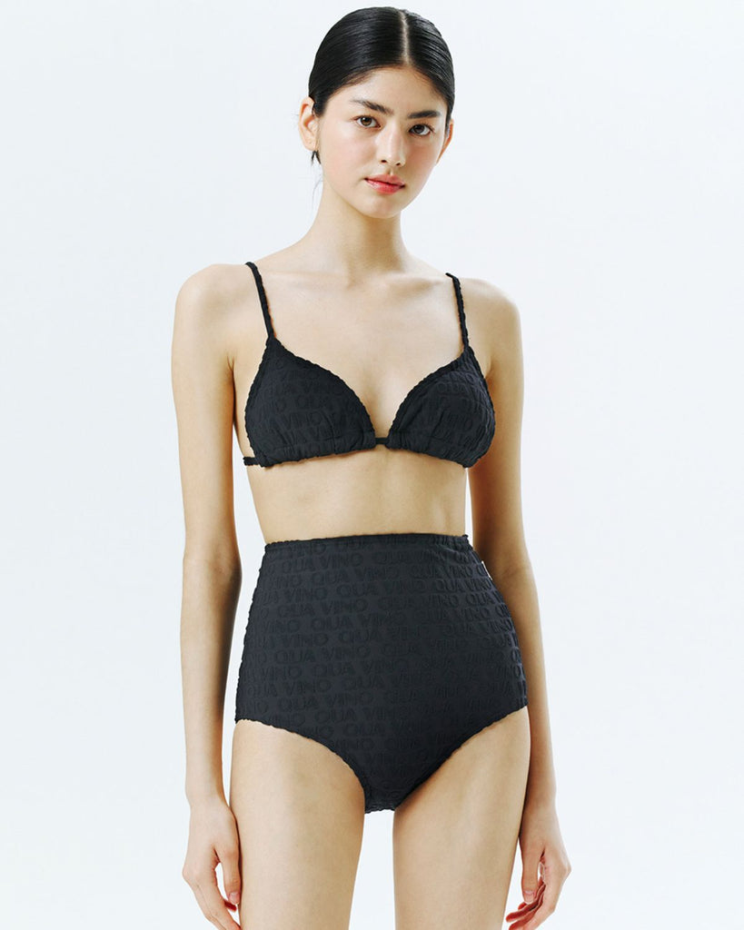 High Waisted Bikini Sets - black high waisted luxury bikini - contemporary swimwear brand Qua Vino