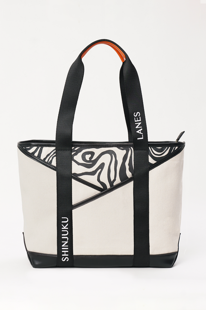 vegan tote - recycled leather handbag uk - ivory canvas tote - canvas large tote - vegan accessories uk