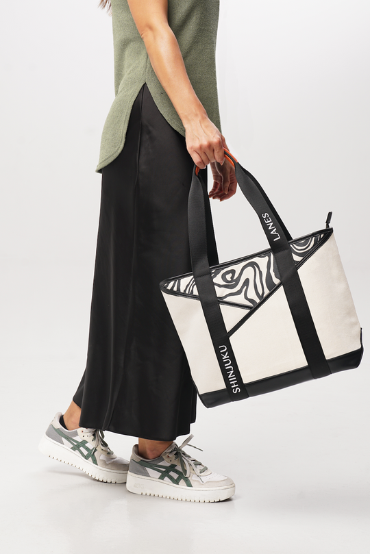 Origami Pocket Tote - Natural Terrain Print