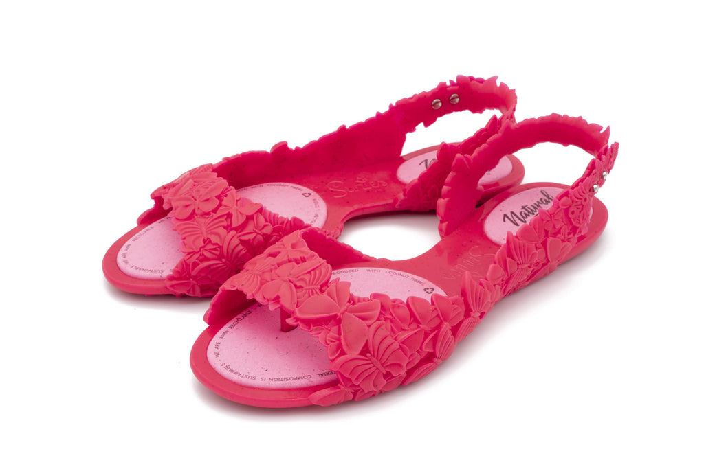 neon pink shoes - Textured sole Butterfly Neon Pink Shoes - waterproof shoes