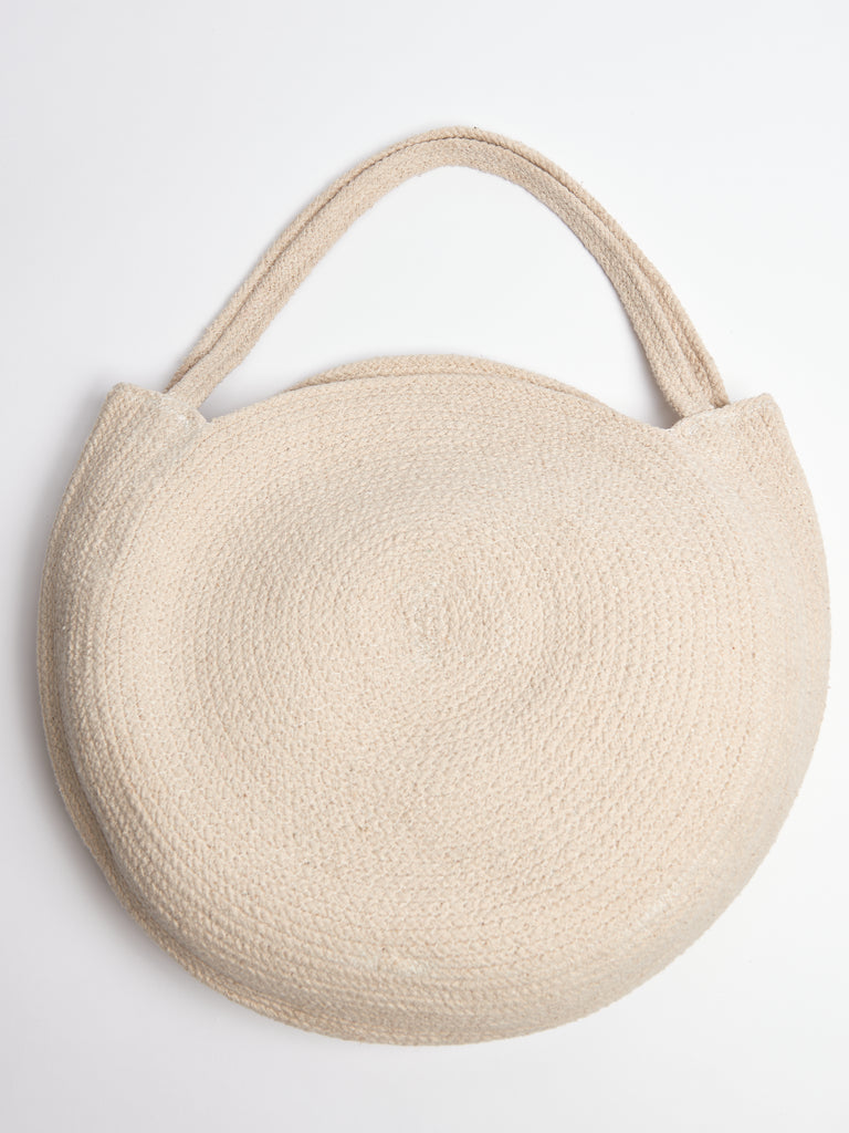 Large Round Ivory Cotton Bag