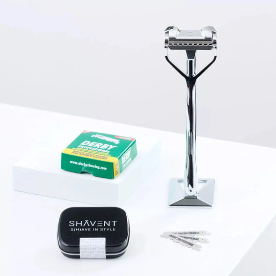 Rundum-Set SHAVENT Schwingkopf-Rasierer, inkl. Rasierklingenvorrat & -sammeldose