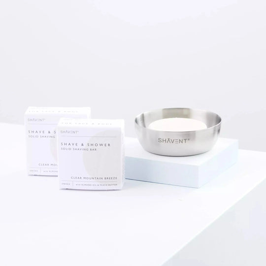 Set: SHAVENT Rasierschale + 2x SHAVE & SHOWER Solid Shaving Bar