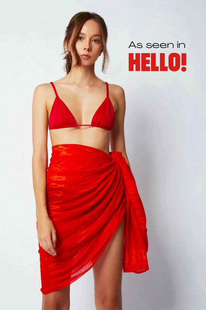 luxury red swimwear sarong - red beach outfit - red sarong