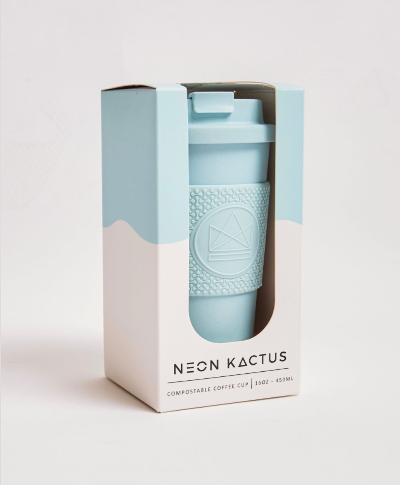 Zero Waste Gift - compostable coffee cup - neon kactus reusable kitchen essentials