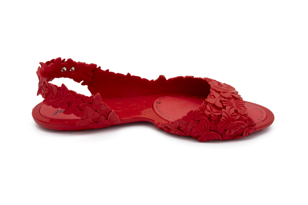 red butterfly shoes - shoes with butterflies - red flats - red shoes with textured sole