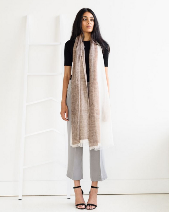 Beige Mace Linen Scarf