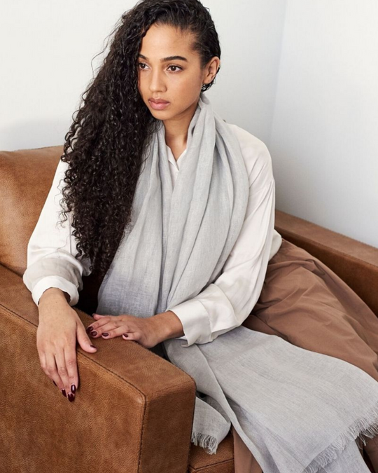 Grey Linen Scarf by Variously