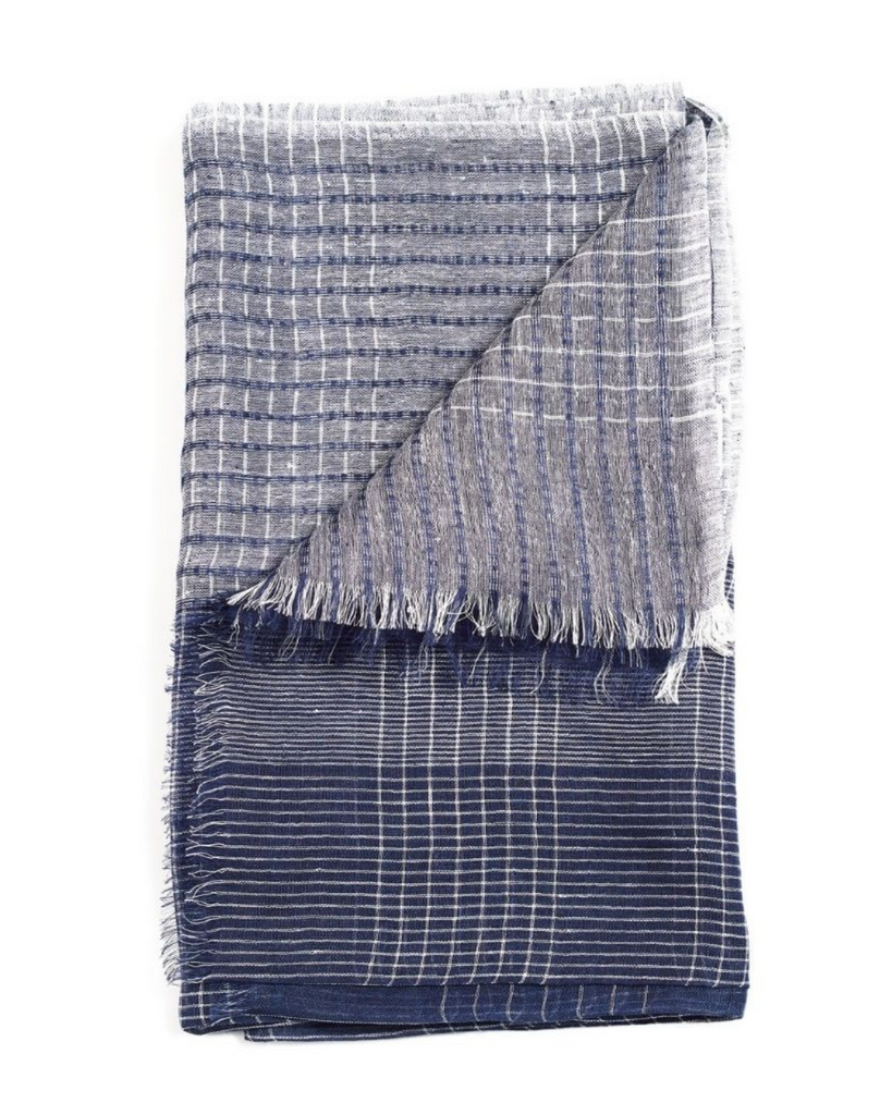 Navy Check Scarf for Men