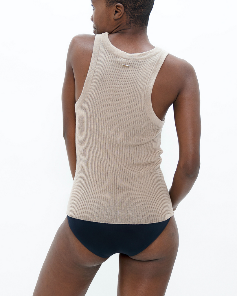 Luxury Loungewear from Sustainable Scandinavian Brand 1 People - Racer Knitted Top made with Regenerated Wool for The Positive Company UK
