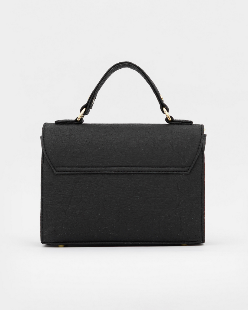 Black Luxury Handbag - London Cross Body made with Sustainable Reusable Materials by 1 People for The Positive Company Marketplace Ethical Accessories and Vegan Handbags 