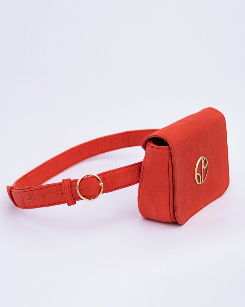 Red Luxury Handbag - Made with Pinatex Sustainable Accessories Brand 1 People for The Positive Company UK Marketplace