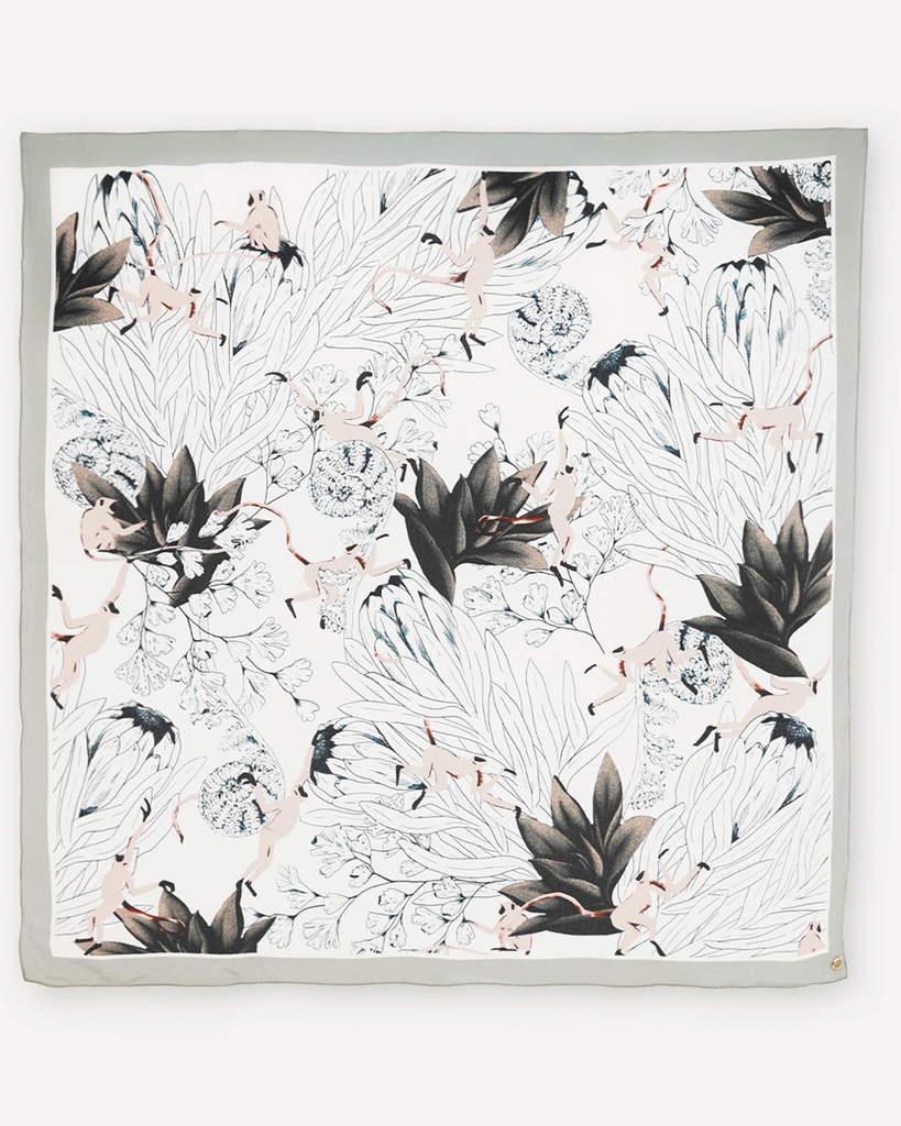 Flower print large silk scarf - Ethically Made Accessories from The Positive Company Sustainable Marketplace 