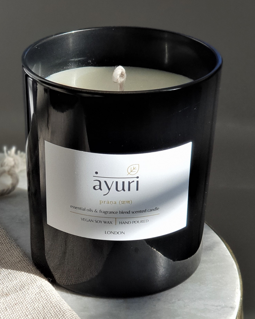 Prana Black Ayurvedic Candle for the Positive Company Ethical and Plastic Free Natural Candles Marketplace