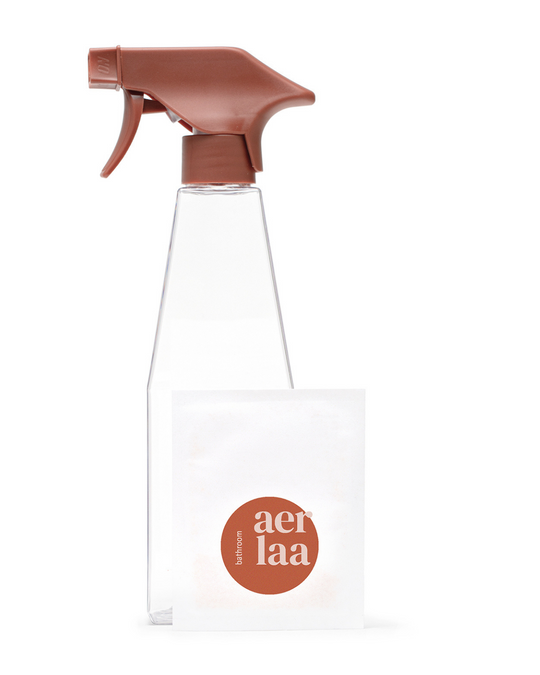 aer - Sustainable Bathroom Cleaner with Refills- Starter Set 1 Bottle, 3 paper sachets