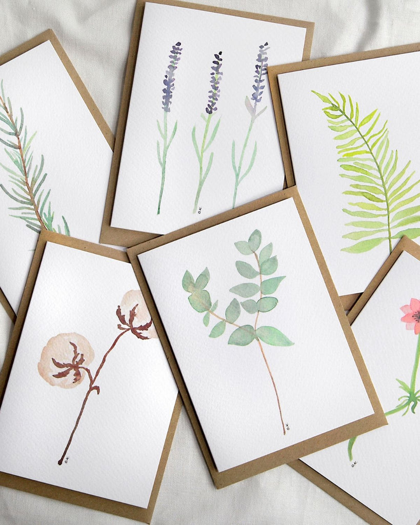 botanical greeting cards set