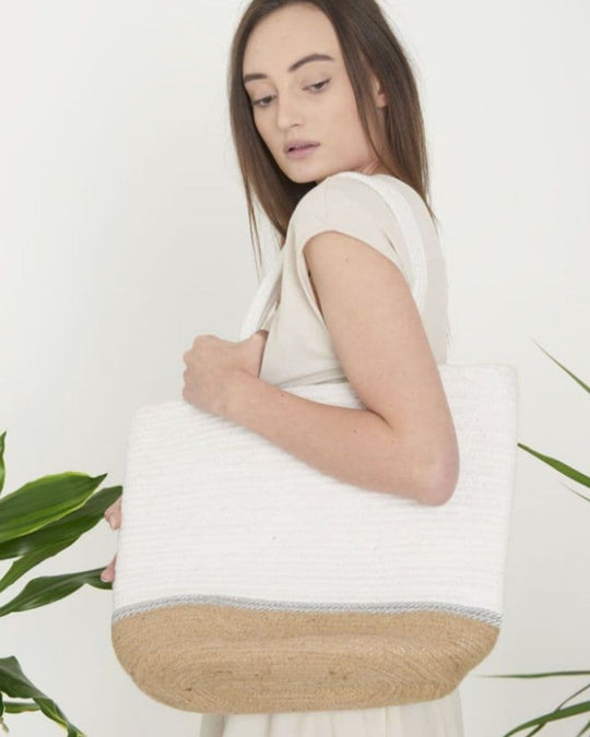 Noori Large Jute & Cotton Shopper Bag