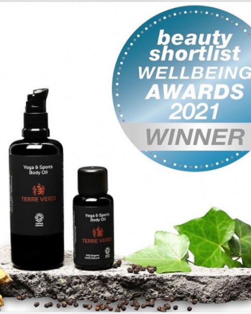 Award Winning Yoga and Sports body oil made with 100% organic vegan natural oils and cruelty free ingredients in UK