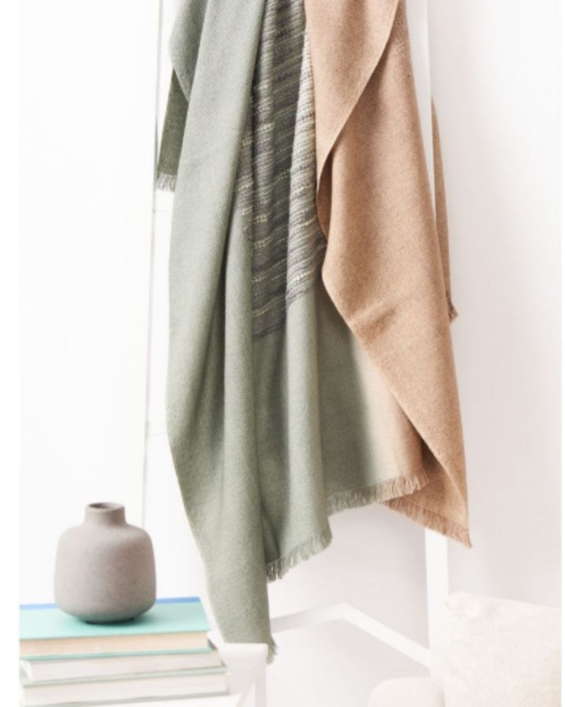 Luxury Bed Throws - Green and Pink Throw