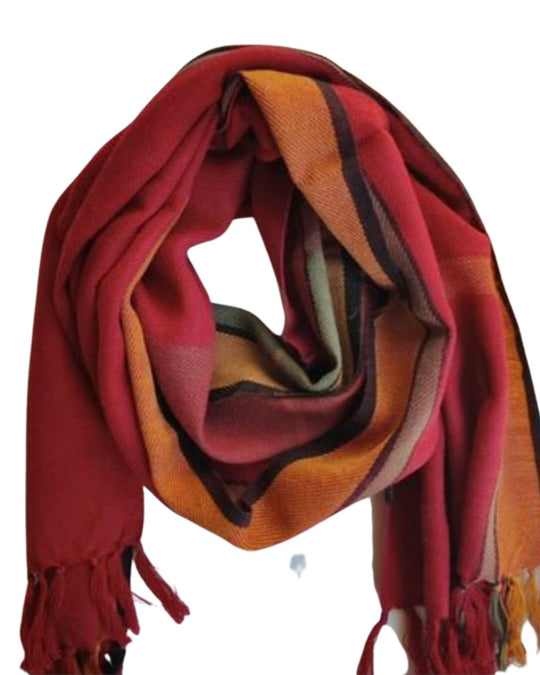 Rust Orange and Red Stripe Scarf