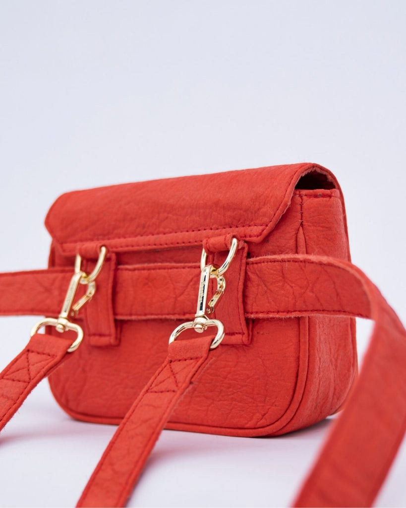 Vegan Handbags - Red Luxury Handbag - Made with Pinatex Sustainable Accessories Brand 1 People for The Positive Company UK Marketplace