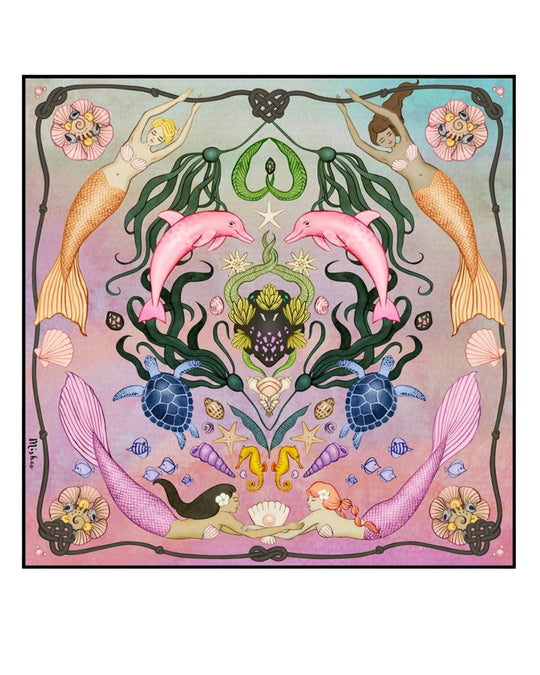 MERMAIDS IN THE SEA SILK SCARF