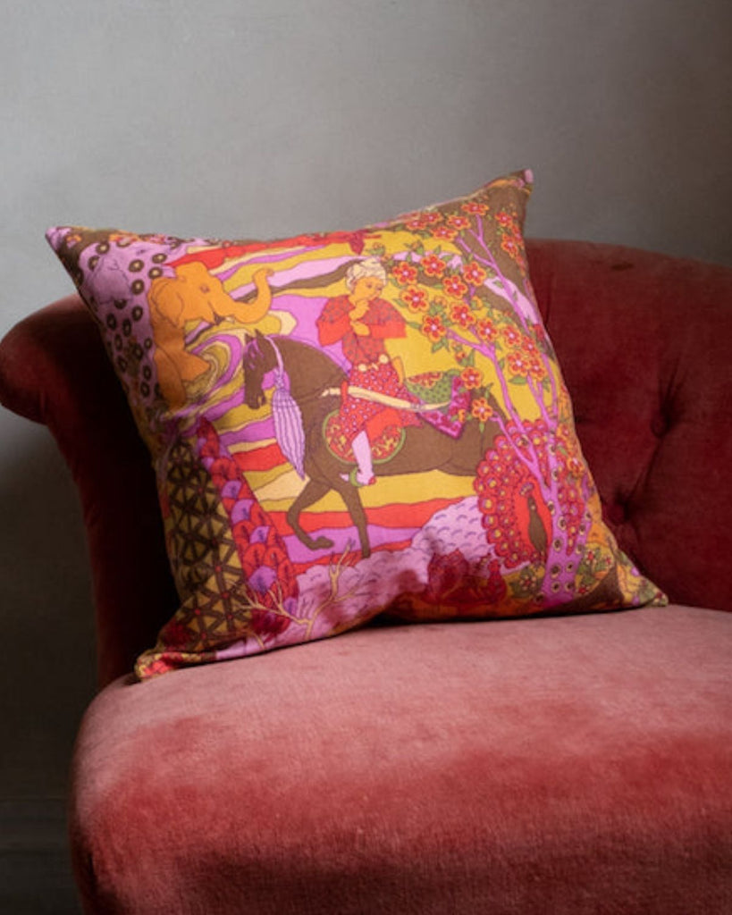 recycled cotton cushion with Jaipur gardens Print
