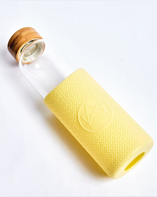 Reusable YELLOW Glass Water Bottle
