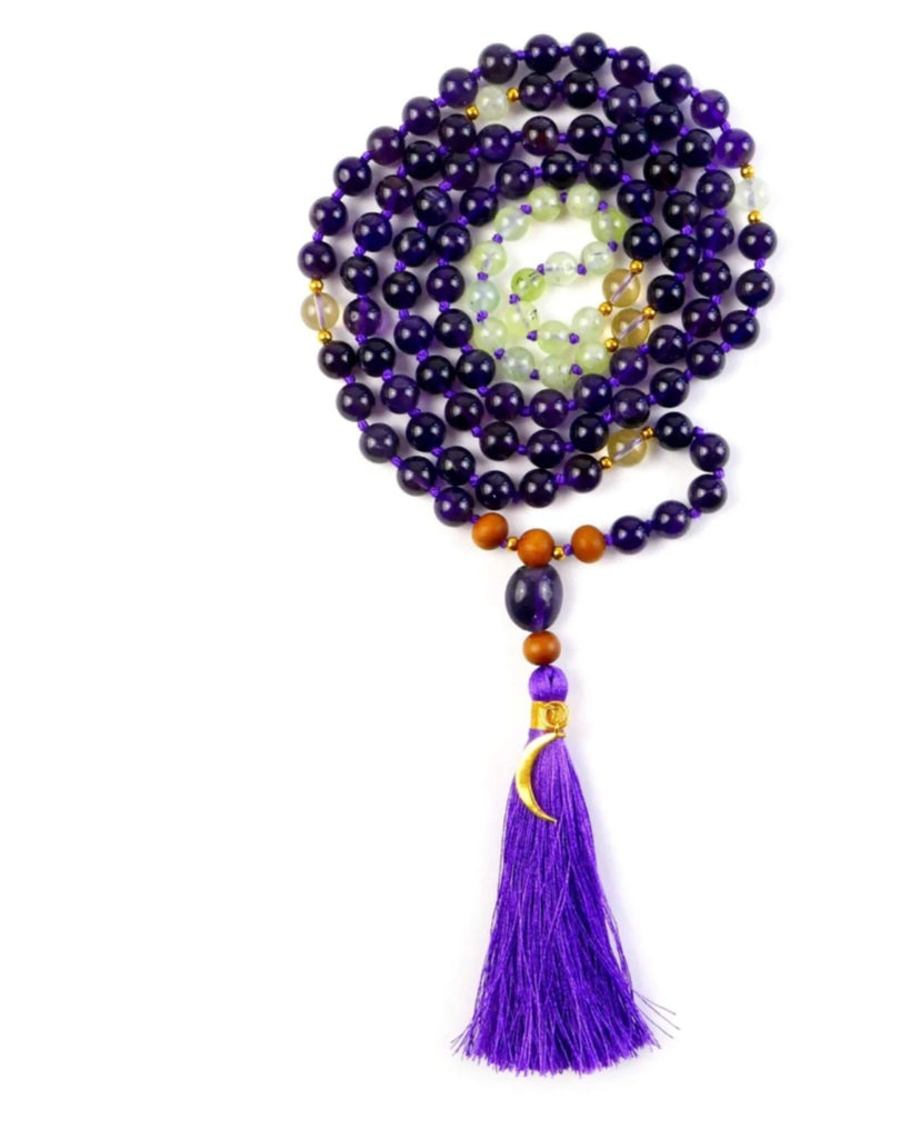 KATI KAIA - Amethyst Mala Necklace - meditation and yoga jewelry - yoga gift - unique gemstone necklace for meditation
