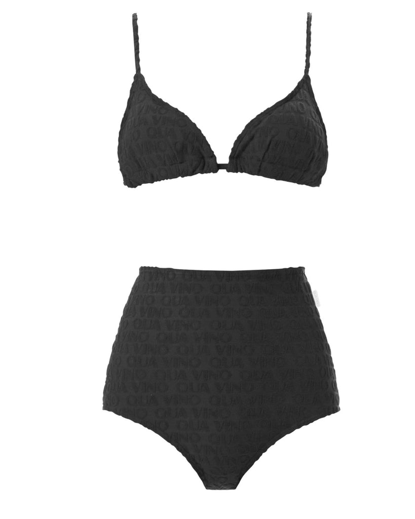 High Waisted Bikini Sets - black high waisted luxury bikini - contemporary swimwear brand Qua Vino