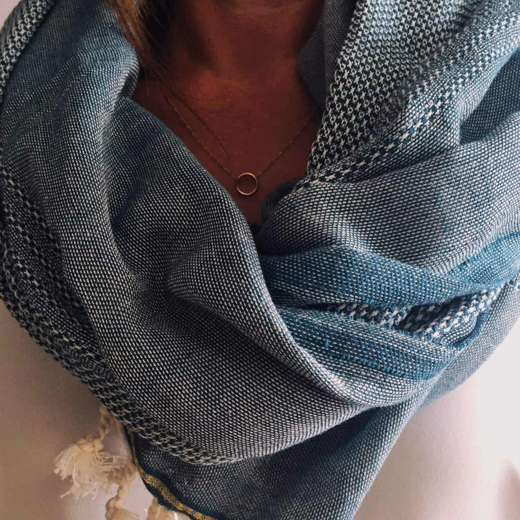 blue navy cotton scarf vegan accessories Ekin Cotton Scarf 