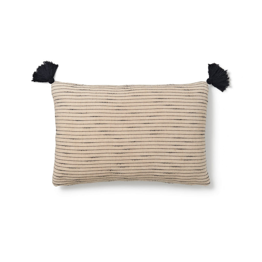 Elif Striped Organic Cotton Cushion Cover - Tan - Ink