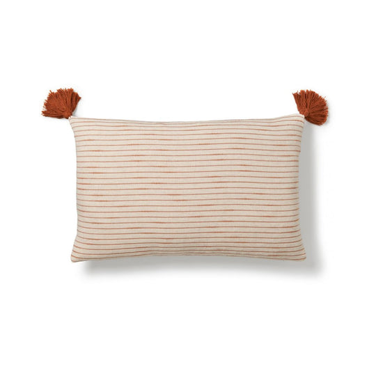 Elif Striped Organic Cotton Cushion Cover - Tan