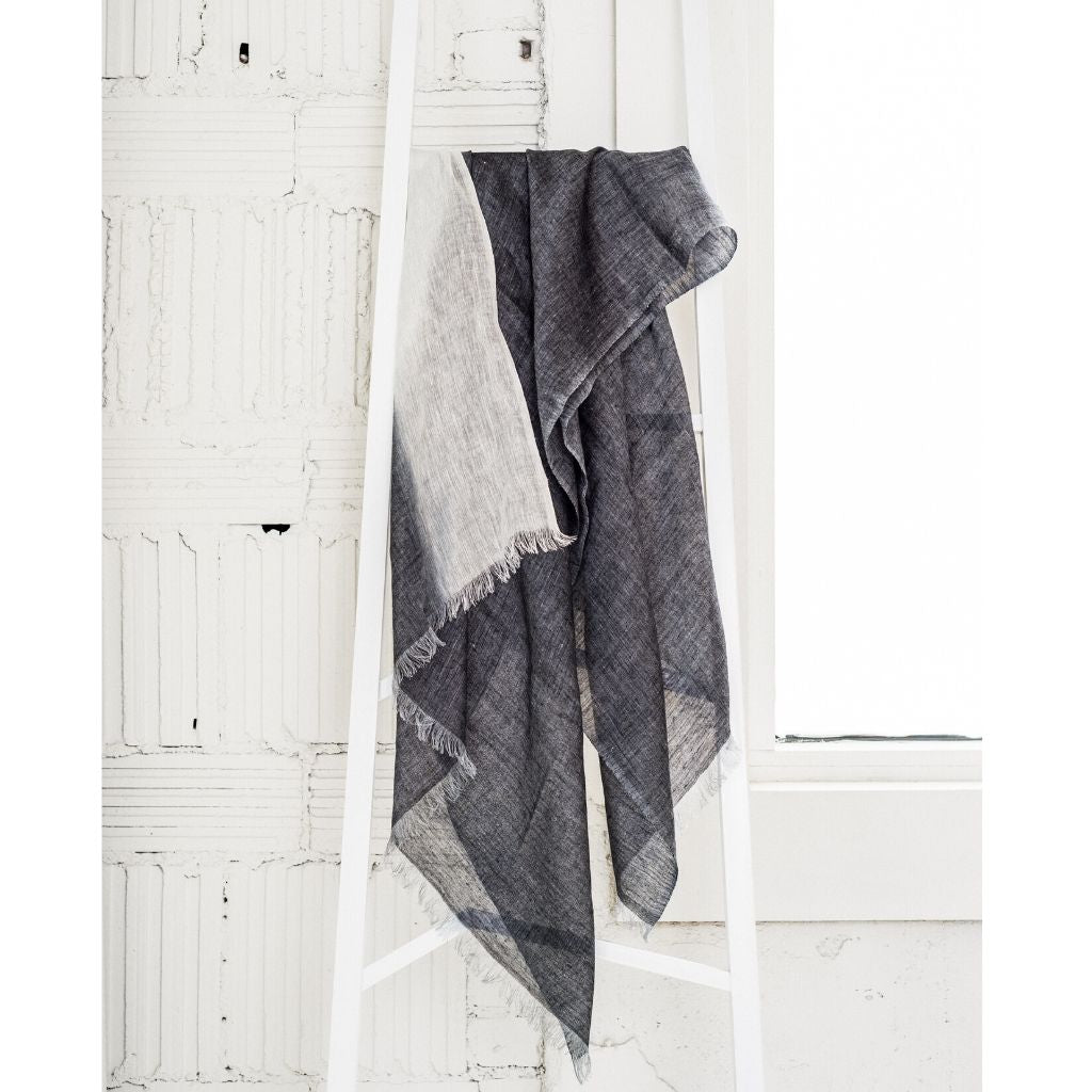 Large Grey mens linen scarf - ethical accessories from The Positive Company Marketplace