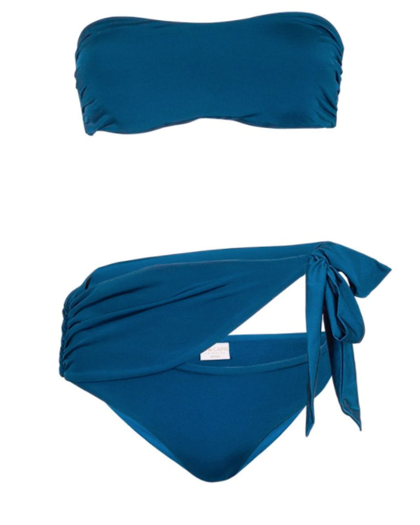 ethical swimwear and luxury econyl bikini - navy bandana bikini set