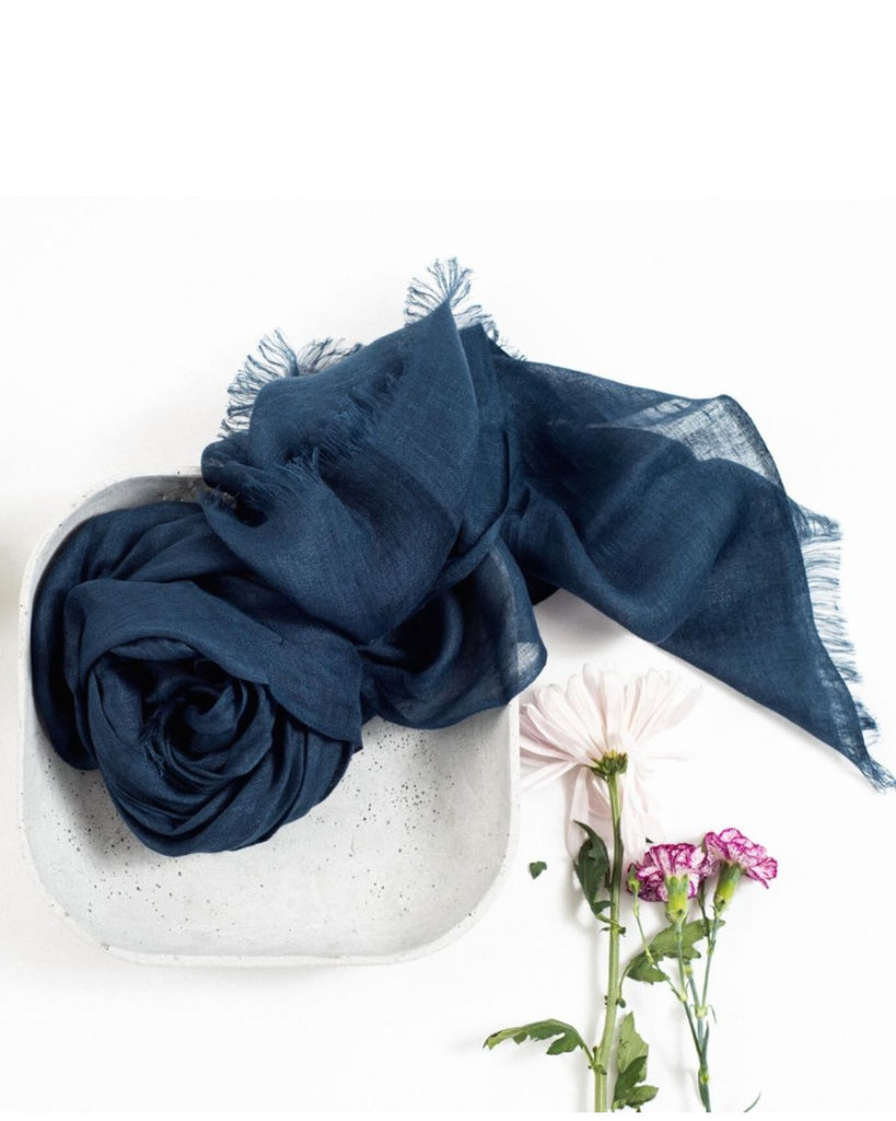 navy linen scarf