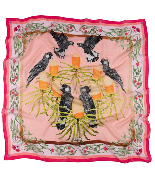 Cockatoos Pink Eco Friendly Tencel Scarf