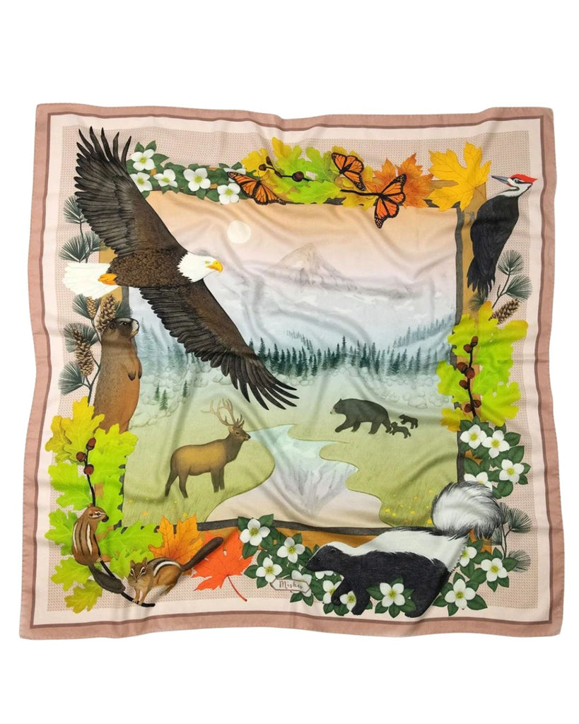 hand printed silk scarf - birds in the woods scarf