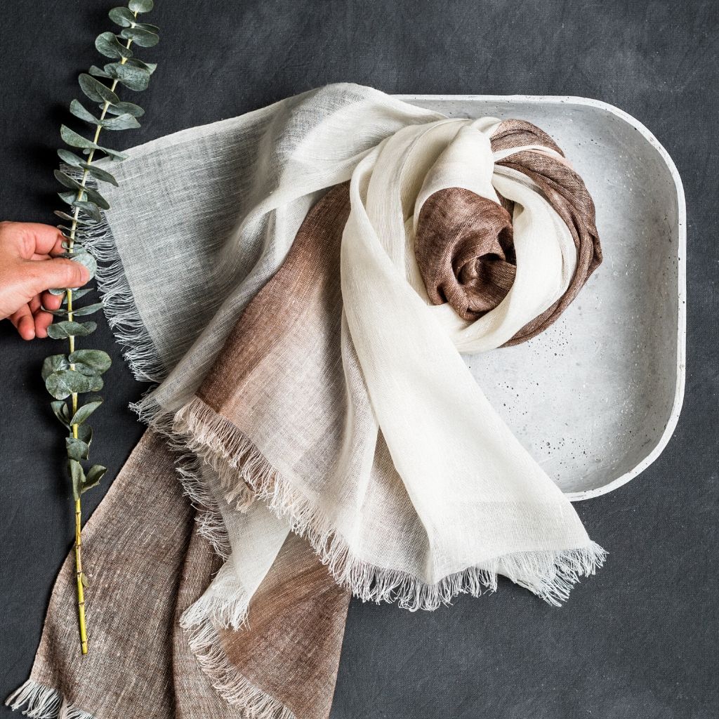Beige Linen Scarf by Variously