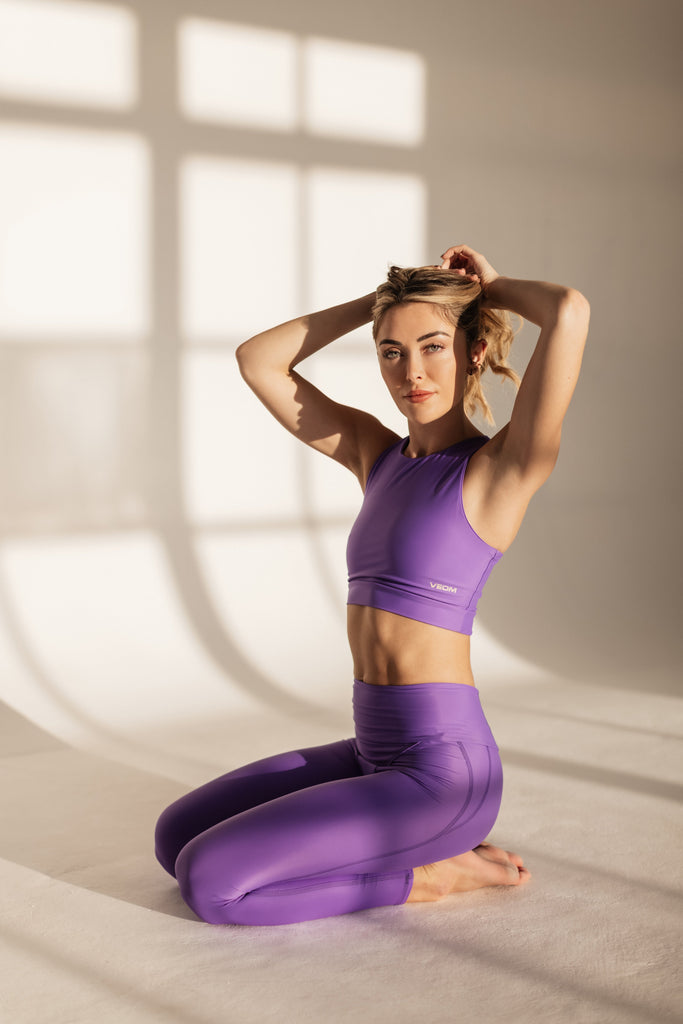 purple performance leggings - luxury activewear uk