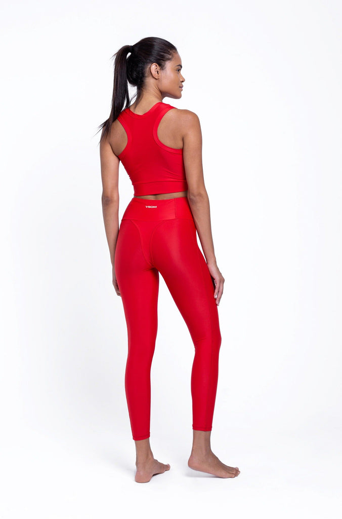 red performance leggings - red leggings - red activewear leggings - red running - red yoga leggings