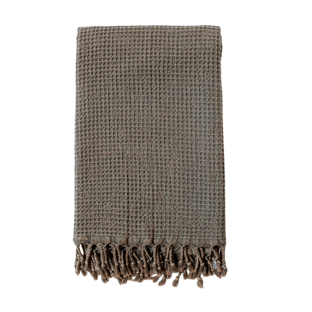 brown scarf - ethical accessories - waffle scarf Rulo - Cotton Waffle Peshtemal - Umber