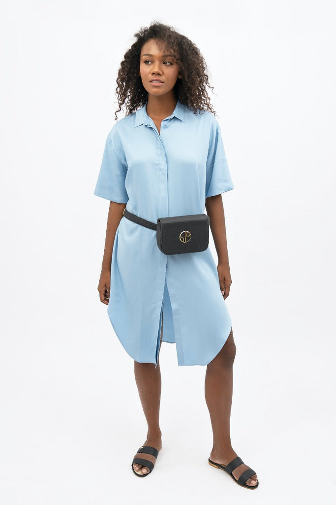 Blue Shirt Dress - perfect summer dress for office - ethical fashion - sustainable clothing - midi dress