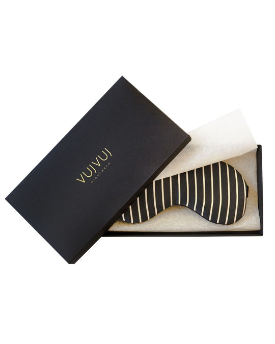 Mulberry Silk Sleep Mask - Black Stripes