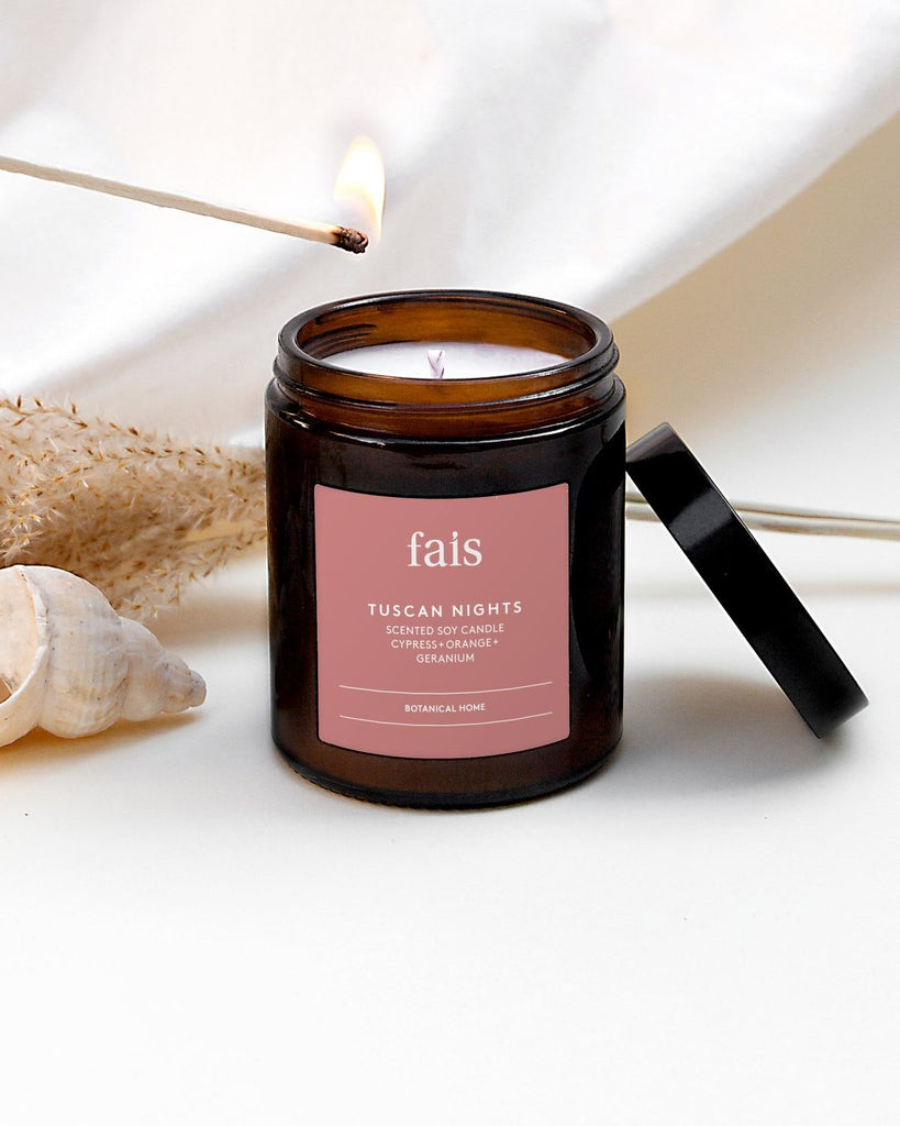 tuscan nights candle. - vegan luxury scented candles and home fragrance by fais botanicals