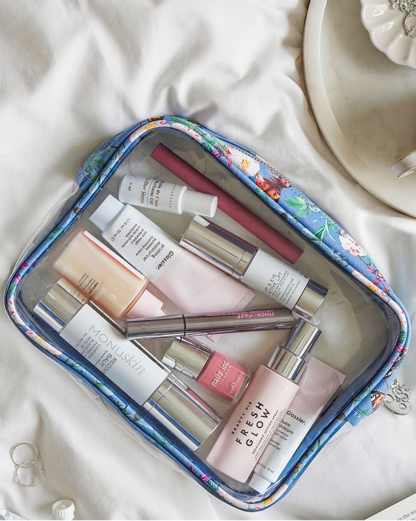 vegan travel accessories - best vegan gift for her- clear liquid case for makeup - reusable cosmetics bag