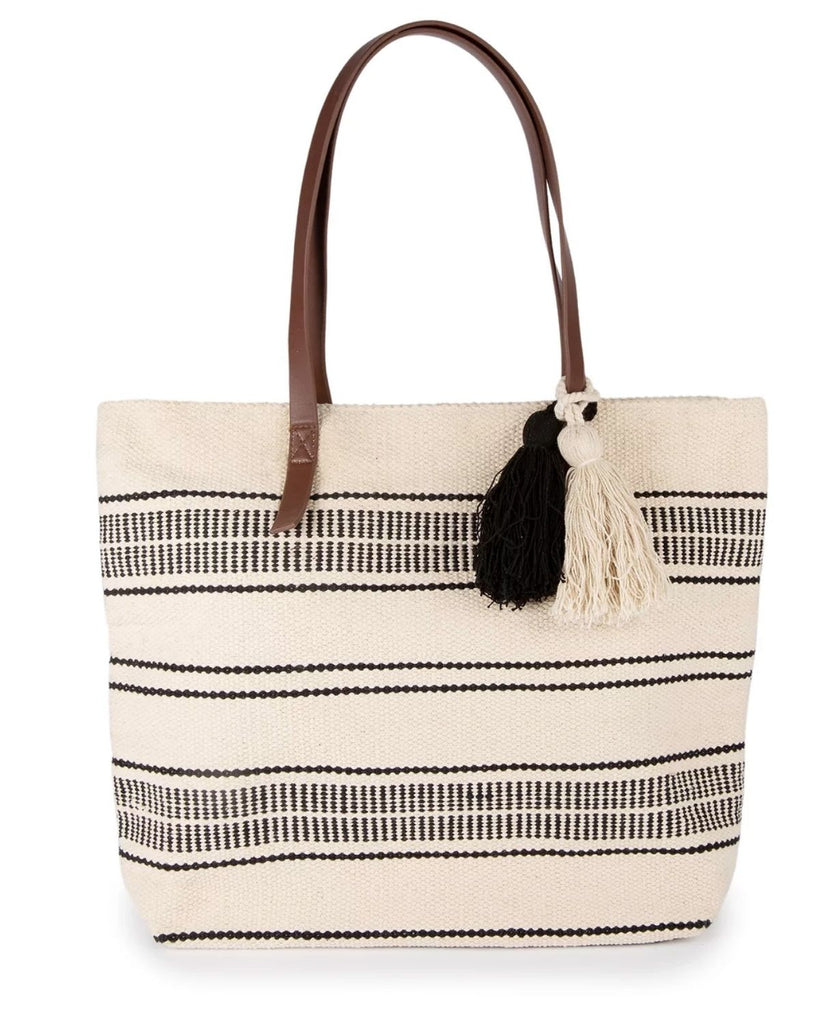 vegan handbags - ethical black and white cotton bag