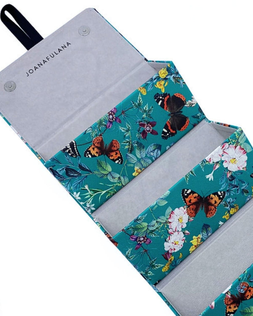 beautiful vegan leather eyewear case - eyeglasses case with butterflies 