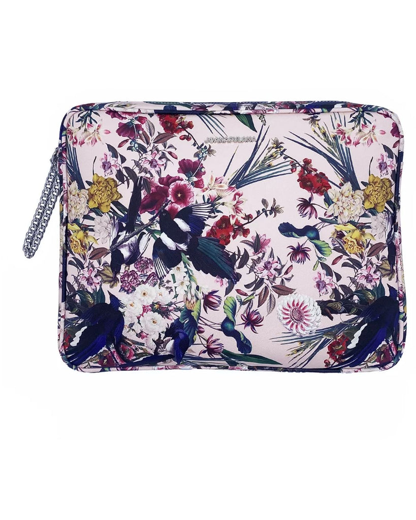 Vegan leather laptop case - best vegan gifts for her - pink flowers print laptop case - joana fulana